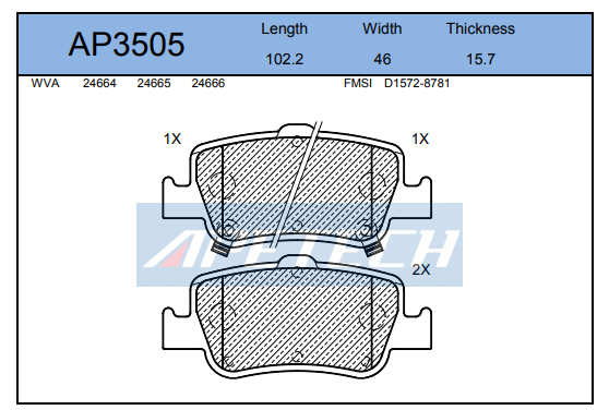 TOYOTA AURIS DİSK BALATA ARKA AP3505 AURIS COROLLA 1.4 D4D (07-)