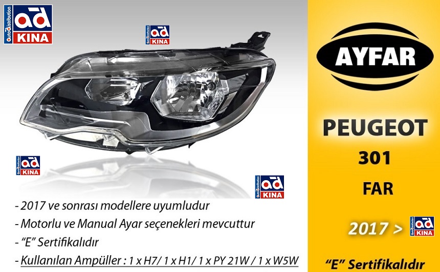 PEUGEOT P301 FAR SOL 303383 P301 (17->) MOTORLU