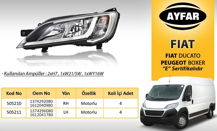 CITROEN JUMPER FAR SOL 505211 DUCATO BOXER JUMPER (14->) MOTORLU