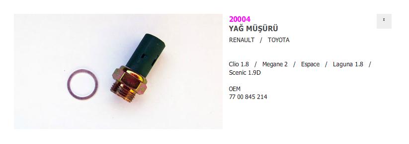 RENAULT CLIO YAĞ MÜŞÜRÜ 20004 CLIO 1.8İ LAGUNA MEGANE-II KALIN DİŞ