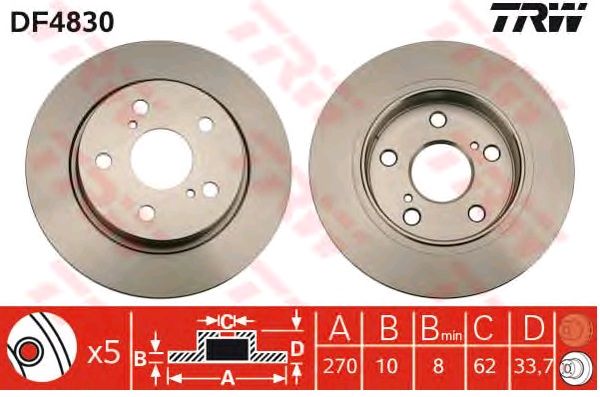 TOYOTA AURIS DİSK FREN AYNASI ARKA EFD4830 COROLLA (07-) AURIS D4D