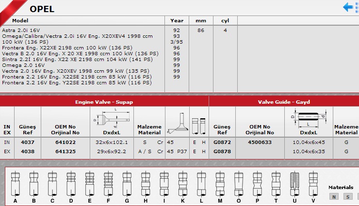 DAEWOO LEGANZA SİBOP TAKIMI 4037 4038 IN-8 EX-8 VECTRA-B 2.0İ 16V (X20XEV)