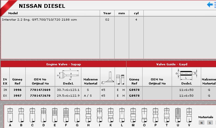 RENAULT LAGUNA SİBOP GAYDI G0978 LAGUNA 2.2 MASTER 2.5-16V