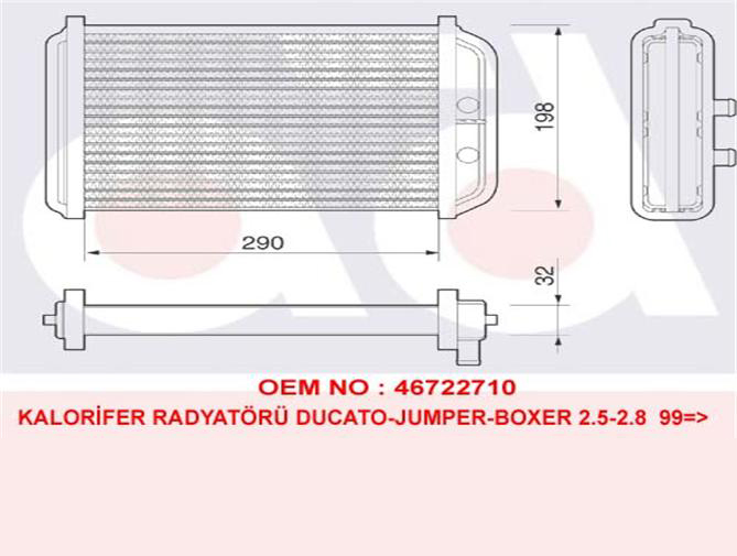 CITROEN JUMPER KALORİFER RADYATÖRÜ 346285 JUMPER BOXER DUCATO 99>06