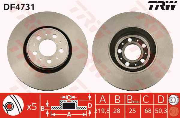 VOLVO S60 DİSK FREN AYNASI ÖN DF4731 S60 2.3 T5 2.4 T5 2.5T AW 2.4D 2.4D HAVALI