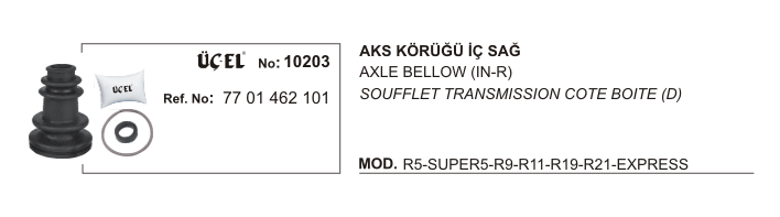 RENAULT R9 AKS KÖRÜĞÜ İÇ SAĞ 10203 R9 11 19 21 EKSPRES 7701462101