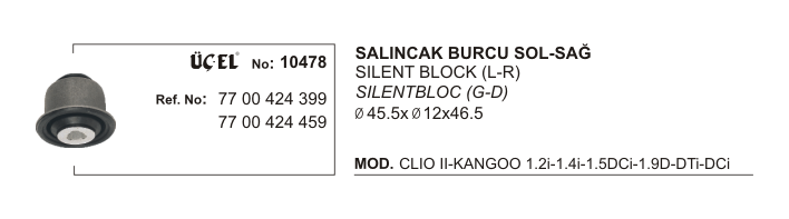 RENAULT CLIO SALINCAK BURCU SAĞ SOL 10478 CLIO-II KANGO 7700424399 7700424459