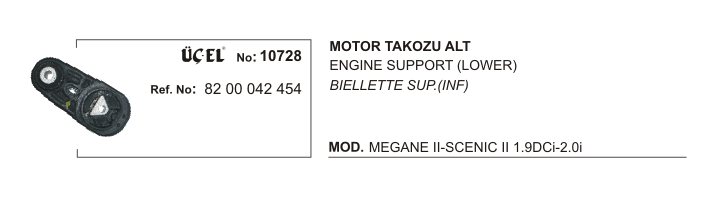 RENAULT CLIO MOTOR TAKOZU ALT 10728 MEGANE-II SCENIC-II 1.9 DCI 2.0-16V 8200042454