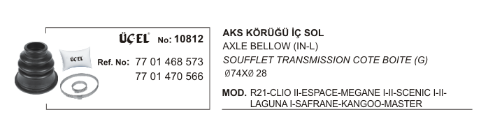 RENAULT CLIO AKS KÖRÜĞÜ İÇ SOL 10812 CLIO-II MEGANE-I-II SCENIC-I-II LAGUNA-I KANGO