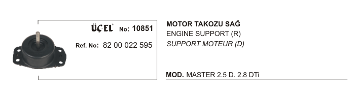 RENAULT MASTER MOTOR TAKOZU SAĞ 10851 MASTER-II (02-) 8200022595