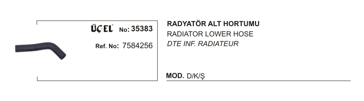 FIAT DKS RADYATÖR HORTUMU ALT 35383 DKS 7584256