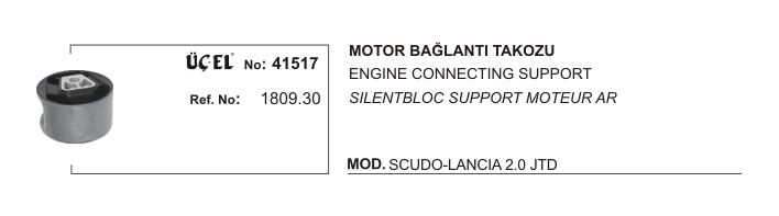 PEUGEOT P406 MOTOR BAĞLANTI TAKOZU 41517 P406 JUMPY EVASION