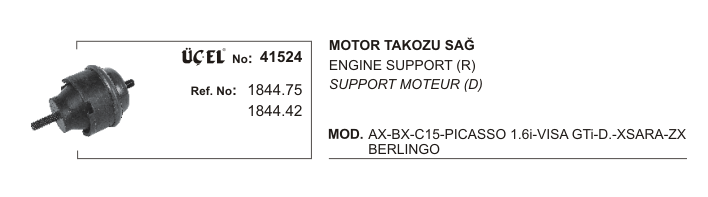 CITROEN BERLINGO MOTOR TAKOZU 41524 PARTNER YAĞLI HİDROLİK 1844.75 1844.42