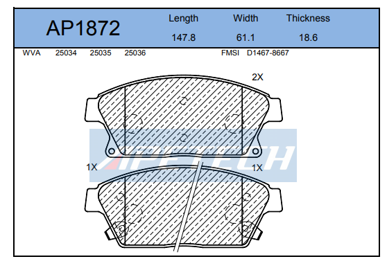 CHEVROLET CRUZE DİSK BALATA ÖN AP1872 CRUZE (09-) 16 JANT ASTRA-J ZAFIRA (11-) 1.6 1.8